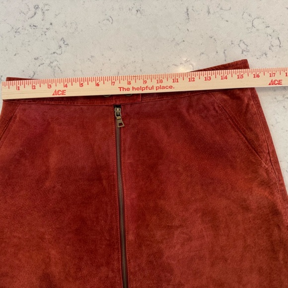 Sanctuary Leather Mini Skirt Orange/Red Sz 8 Front Zipper EUC - Picture 6 of 9